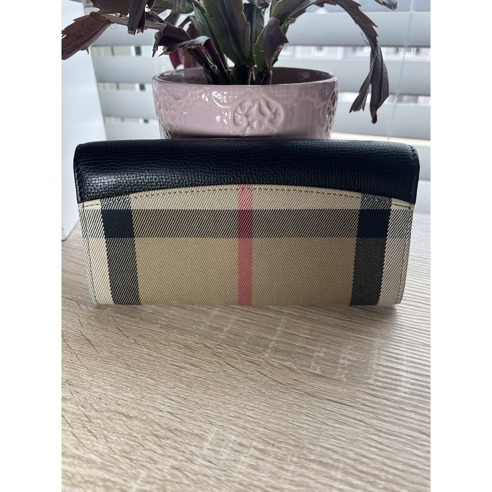 Burberry House Check Pattern Leather Continental Wallet Black - Picture 5 of 7